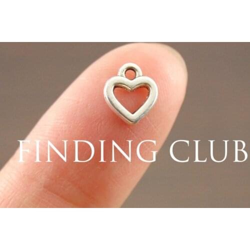 100 pcs Silver Color Alloy Mini Love Heart Charms DIY Metal Bracelet Necklace Jewelry Findings A1077