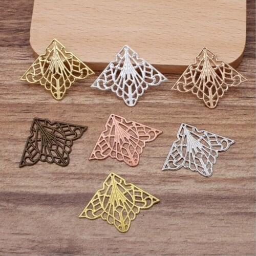 20pcs/lot 28x35MM Copper Sheet Filigree Flower Spacer Necklace For DIY Necklace Making Supplies Jewelry Finding wholesale