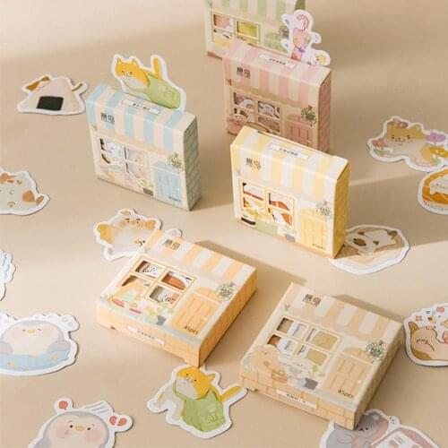 45pcs/box Cute House Stickers Creative Special Shaped Kawaii Cartoon Animal Sticker DIY Scrapbooking Label Decoration Stationery