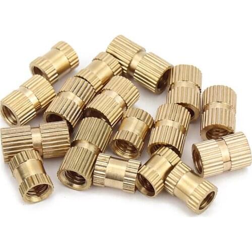 5/25Pcs Solid Brass Pure Copper Metric Thread Injection Molding Knurl Insert Nut M2 M2.5 M3 M4 M5 M6 M8 M10 Nutsert Embedded Nut