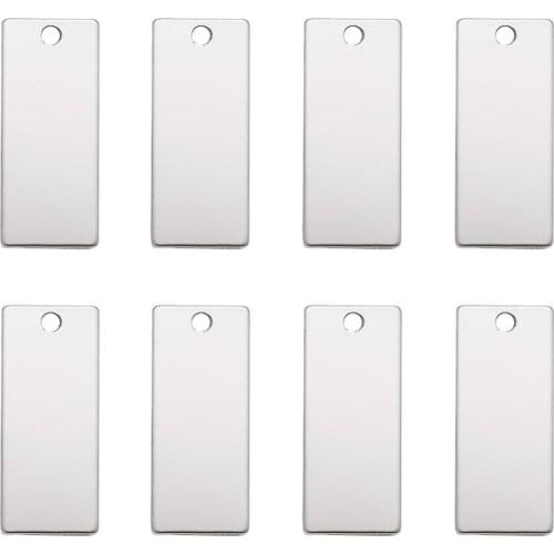 50pcs Stainless Steel Rectangle Pendants Stamping Blank Tag Dog Tags Charms for DIY Jewelry Necklace Bracelets Making 38x16x1mm