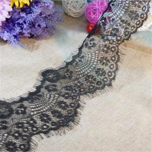 60meters Beautiful Black Ivory Eyelash lace clothing lace wedding dress lace trim diy garment accessories 10cm LW0027