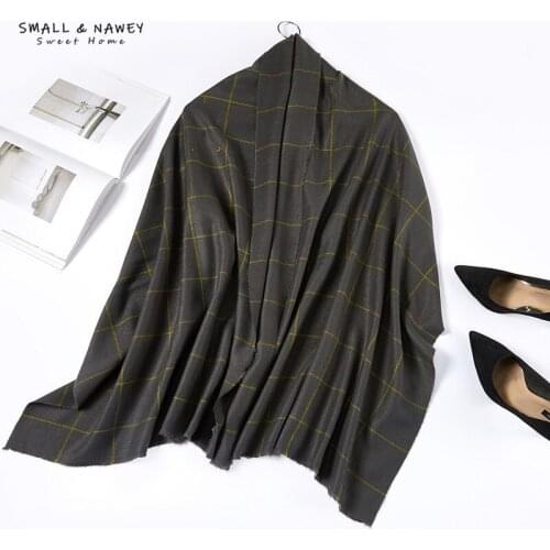 65*185CM new couple scarf striped plaid big shawl for ladies and men in winter all-match raw edge autumn and winter