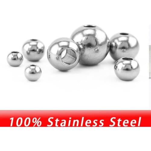 100% Stainless Steel Silver Color/Gold Color Slide Beads 4/6/8/10mm Large Hole Stainless Beads High Polish Bead Wholesale 100pcs