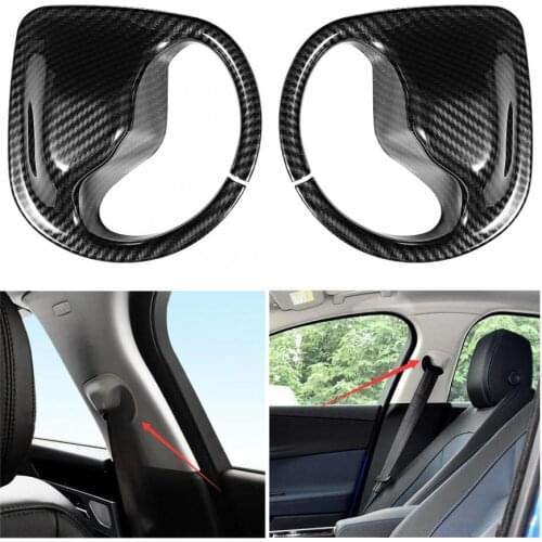 2pcs Safety Belt Cover Trim Carbon Fiber Texture Accessory Fit for Jaguar XE ABS Material car accessories