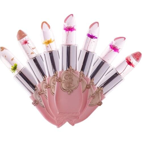 Flower Crystal Jelly Lipstick Magic Temperature Color Changing Lip Balm Moisturizing Long Lasting Beauty Lipstick Makeup TSLM1