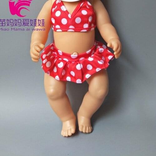 Doll Bikini + Cap summer Swimming Suit and cap fits 43cm baby dolls 18" girl doll clothes
