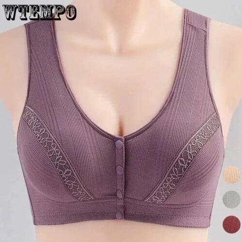 Women Front Closure Bra Comfortable Breathable Cotton Underwear Wide Straps Plus Size Bras Push Up Seamless Vest Brassiere 2021