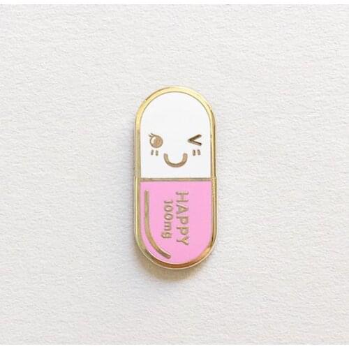 Happy Pill enamel pin badge