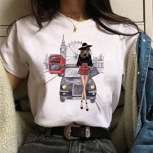 Womens T-shirt Fashion Graphic Printed Ladies T-shirt Harajuku O-neck Top Womens Kawaii Streetwear Summer Casual Clothes Tees