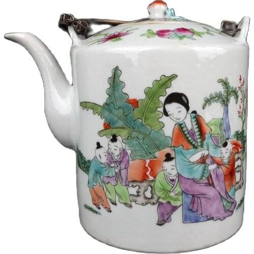 Chinese Old Porcelain Pink Beauty Belt Teapot