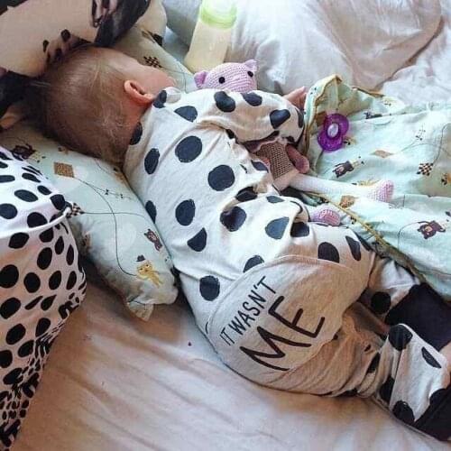 2020 New Fashion Baby Boys Girls Clothing Sets Cotton Long sleeve Dot and Letter Toddler Jumpsuit Newborn Clothes Outfits