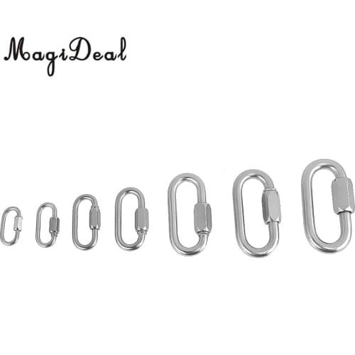 MagiDeal Safety 5mm 316 Stainless Steel Chain Quick Link Marine Grade Carabiner SWL 450KG/ 220KG for Hiking Camping Application