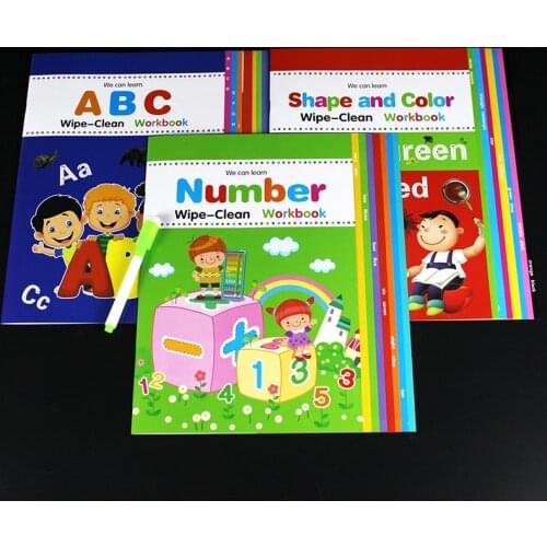 Reusable Writing English Letter/Number/Shape/Color Calligraphy Handwriting Copybook For Kids Word Childrens Books Practice Toy