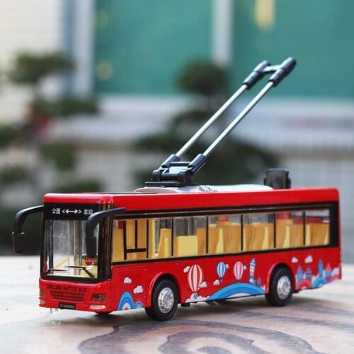 Bus Car Model Alloy Car Voice Station Opening With Sound And Light Boys Birthday New Year Christmas Gift Red