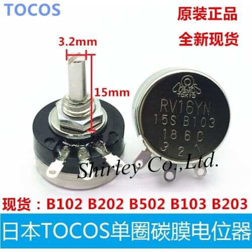 100% NEW Original Genuine TOCOS Potentiometer Switch RV16YN 15MM axis RV16YN15S B103 B102 B202 B203 B502 TOKYO COSMOS 1K 2K 5K
