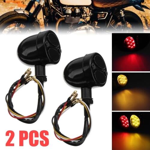 New Arrival 2pcs Smoke Lens Motorcycle LED Black Retro Brake Turn Signal Tail Light Red/Yellow for Bobber Cafe