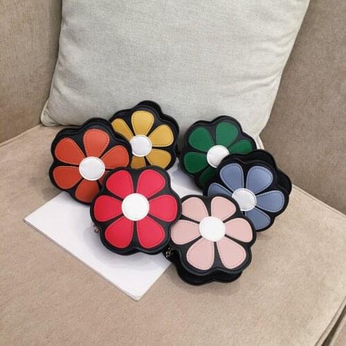 New Fashion Cute Childrens Coin Purse PU Leather Girls Lovely Flower Zipper Messenger Bag Princess Mini Accessories Money Bag