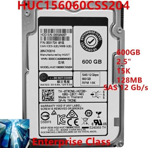 New HDD For Dell Brand 600GB 2.5" 15K SAS 12 Gb/s 128MB For Internal HDD For Enterprise Class HDD For HUC156060CSS204