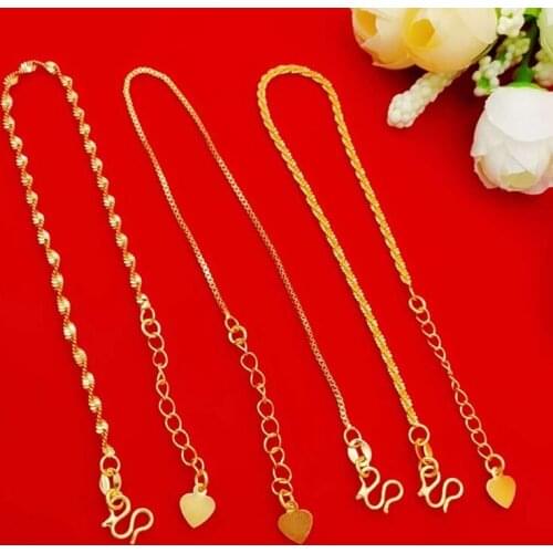 Wholesale 24k GP Water-wave /Box chain Bracelets & Bangles For Women/Girls,Fashion Womens Jewelry,pure gold color DIY Bracelet