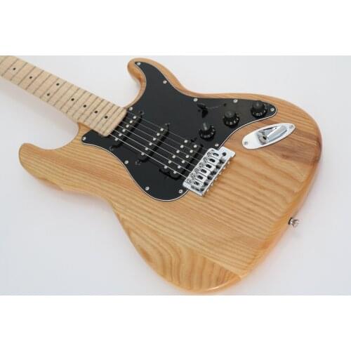 Porta guitarra elétrica com 6 cordas, artigo de fábrica, formato de cinza, madeira natural, com pescoço em bordo