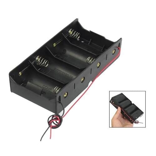 Set Sale Black 4 x 1.5V D Battery Holder Storage Case Box w Wire Leads