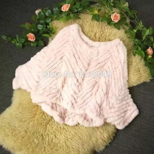 SF0146 Genuine Fur Coats Bat Sleeve Women Hand Knit Fashion Brand Coats