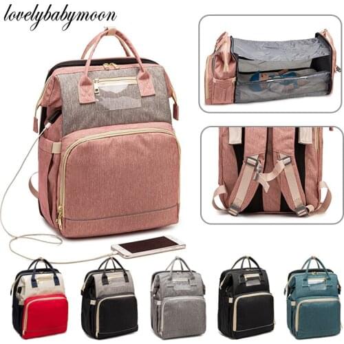 Portable Folding CribNappy Backpack Mummy Large Capacity Bag Mom Multi-function Waterproof Outdoor Travel Diaper Bags Baby Care