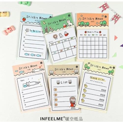 30 Sheets Cat To Do List Weekly Daily Monthly Planner Check List 3.4" X 5.2" Sticky Notes Notepads Self-stick Memo Pads
