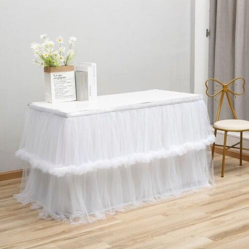 Party Wedding Dessert Table Skirt Tutu Tulle Decor Birthday Baby Shower Banquet Desk Skirts Decoration