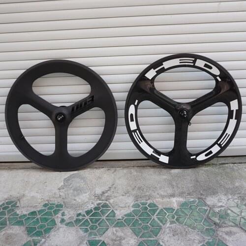 700C Fixed Gear Bike Full Carbon Wheelset 70mm Depth 3 Spokes rim Clincher tire for Road/Track/Triathlon/Time Trial Bike Rim