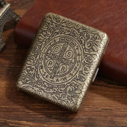 Vintage Bronze Constantine Cigarettes case Metal Portable 20 cigaret Storage Box Anti-pressure Tobacco cigaret case