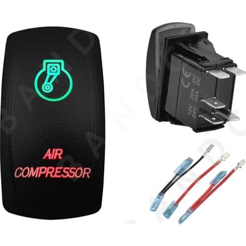 AIR COMPRESSOR Rocker Switch Green&Red Led Laser Etched 5P ON-OFF SPST Button Switch for the ARB/Carling/NARVA ,Camping Car，Wire