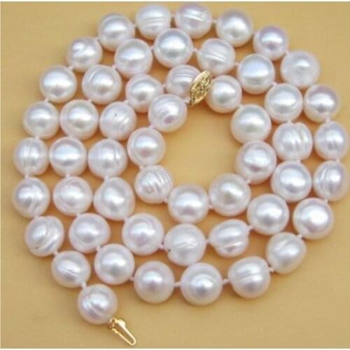 REAL CLASSIC +++ 10-11MM SOUTH SEA WHITE BAROQUE PEARL NECKLACE 20 INCH 14KGP