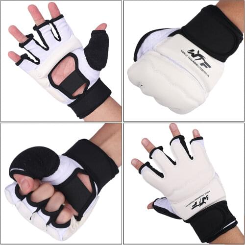 1 Pair Taekwondo Hand protection gloves Half finger Mittens TKD Foot protector gloves WTF Approved MMA Karate Boxing gloves