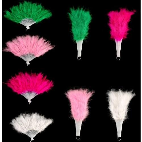 1pcs Nice Feather Fan For Dance Props Hand Goose Feather Folding Fan Wedding Wonderful Colorful Choose