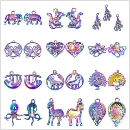 1pcs Animal Pendant DIY Jewelry Making Necklace Earrings Butterfly Charms For Accessories Octopus Sloth Charm Pendants Handmade