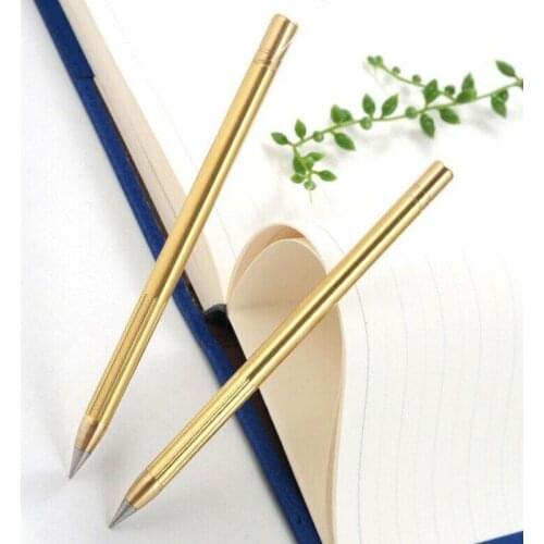 Retro Brass Inkless Pen Pure Brass Metal No-ink Pen Stylus Copper 1PCS Pencil Gift Outdoor Travel Pen Everlasting E3I4