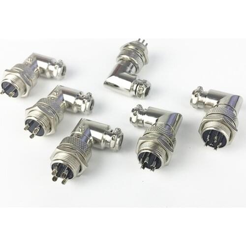 10 Set GX16 90 Degree Right Angle XLR 16mm Elbow 2 3 4 5 6 7 8 9 Pin Female Plug Male Chassis Mount Socket Aviation Connector