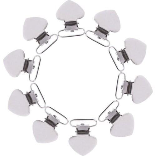 10Pcs Heart Shape Insert Baby Pacifier Metal Holder Suspender Clips Mitten Clothes strap clip Craft