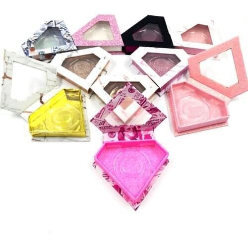 100pcs diamond shape eyelashes box with window High quality luxury mink eye lashes package with logo free DHL/UPS