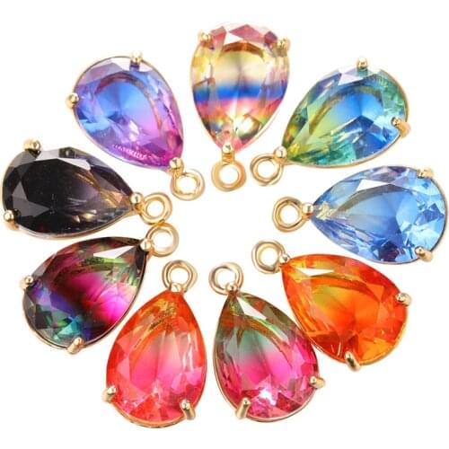 2PCS New DIY Jewelry Glass Water Drop Charm PendantsHandmade Making for DIY Earrings Findings Bracelet Accessories Materials