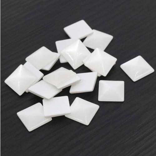 40pcs/lot 12mm Square Resin Cameo Cabochons Pure White Color Flat Back Cabochon Setting Supplies for Jewelry Finding