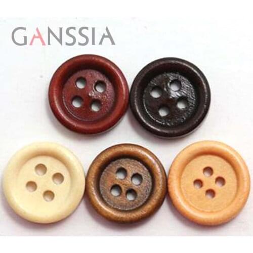 50pcs Size:10mm-25mm Natural Wooden Buttons 4-hole for Clothing Decoration Wood Button Sewing Accessories (SS-922)