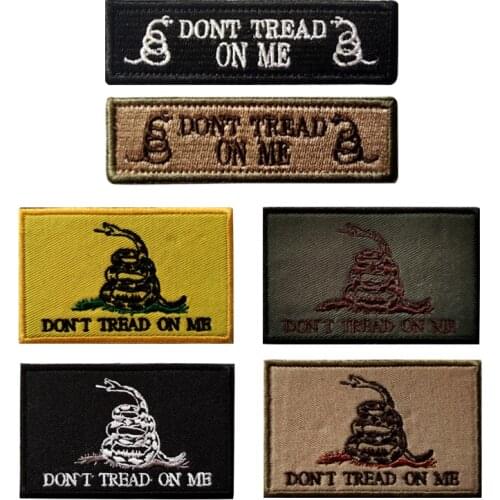 American Embroidery Velcro Patches Don't Step on Me Snake Badge Military Tactical Chapter Cloth Backpack Armband Stickers