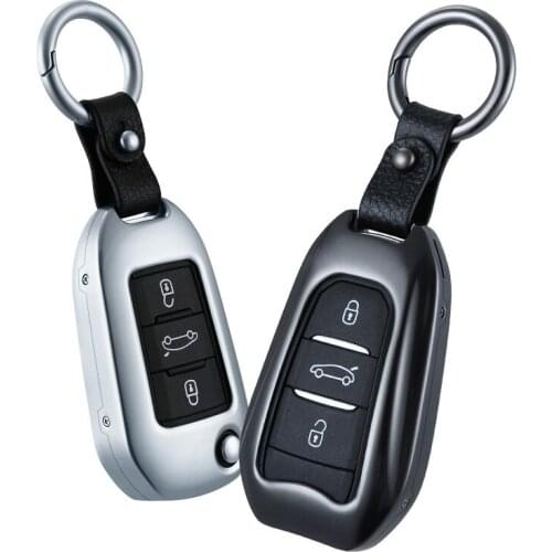 Aluminum alloy auto Key Shell Holder Remote Car Key Case Cover For Peugeot Citroen C2 C6 207 307 308 408 206 Accessories