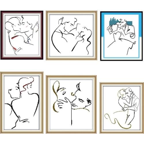 Silent Love Cross Stitch Printed Embroidery Character Stamped Cross Stitch 14CT 11CT Embroidery Handmade Needlework Fabric Kits