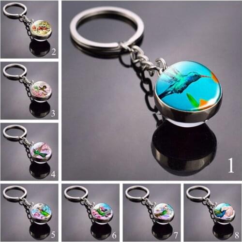 Animal Keychain Redbreast Robin Bird Art Picture Glass Ball Key Chain Fashion Accessories for Men for Women Birthday Gifts