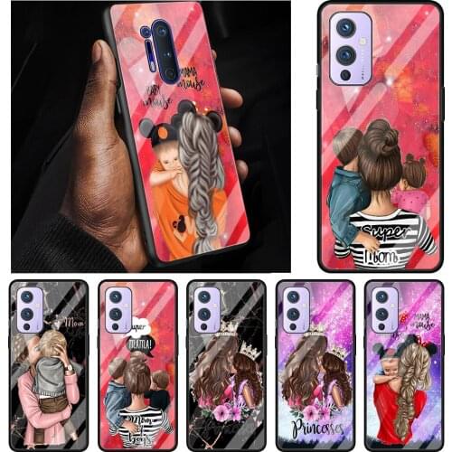 Super Mom Baby Woman Tempered Glass Phone Case For OnePlus 8T 7 Pro 8 Nord 5G 9 8 7T 9R Z High Quality Shell Coque