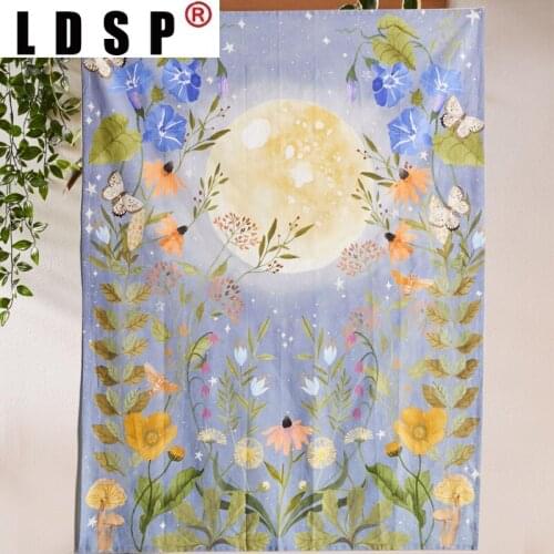 LDSP Moon Flower Tapestry Wall Hanging Covering Rugs Background Cloth Beach Mat Blanket Art Bedroom Living Home Decor